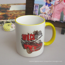 Haonai Customized Premium Grade A 11oz. Lime Sublimation Blank Mugs (Qty 36) Colored Handle and Rim as a present